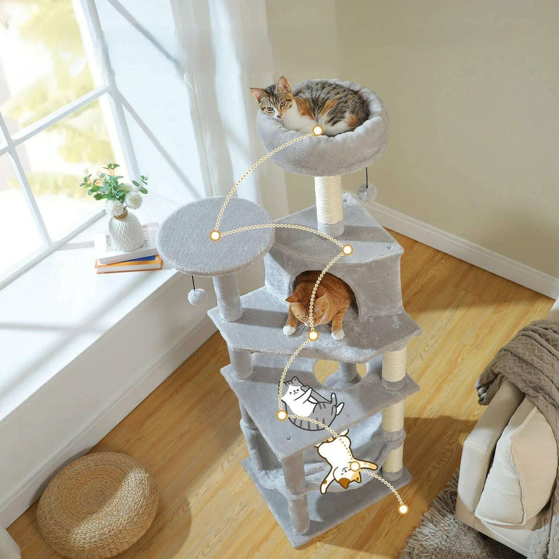 Arbre à chat style scandinave — vue en perspective