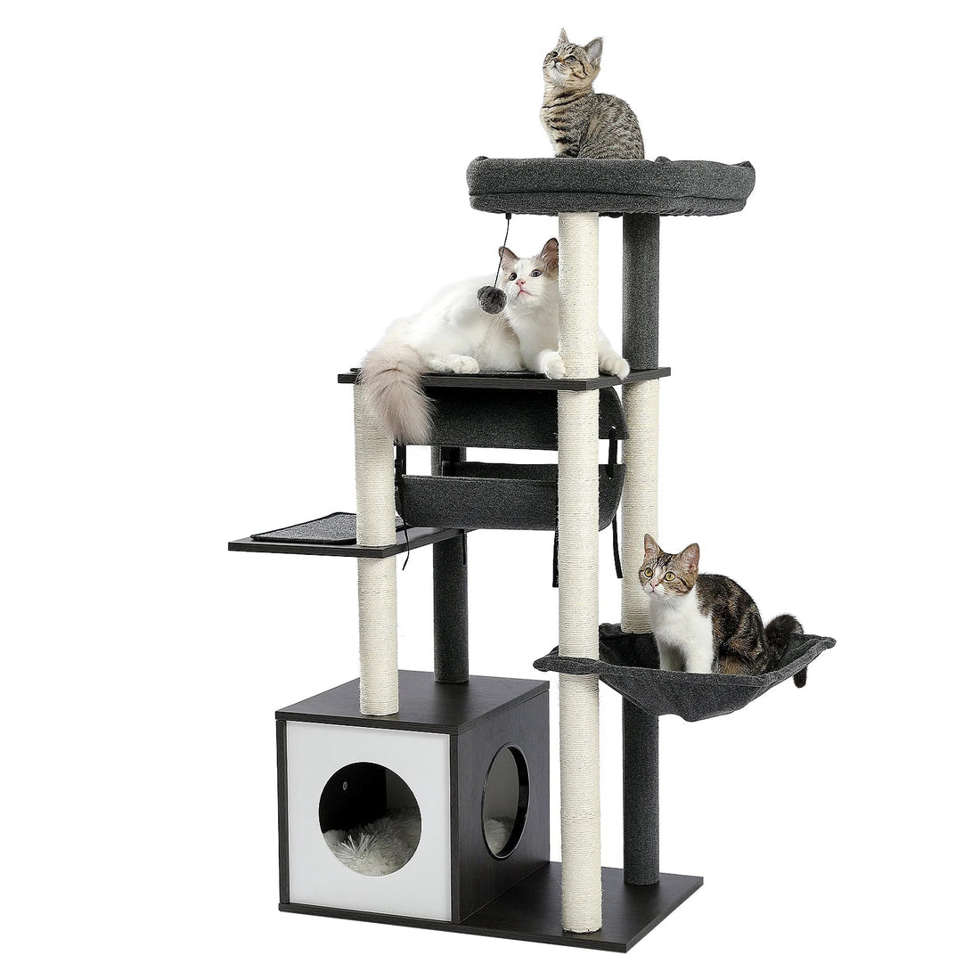 Arbre à chat en bois déco pour sieste confortable