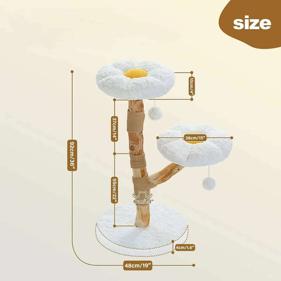 Arbre à chat design en bois naturel — détail