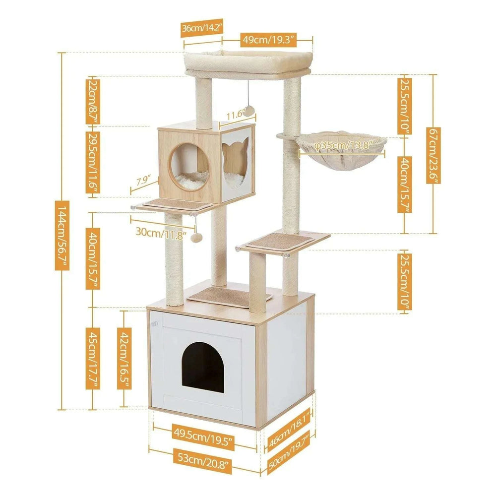 Arbre à chat cache-litière, en situation salon