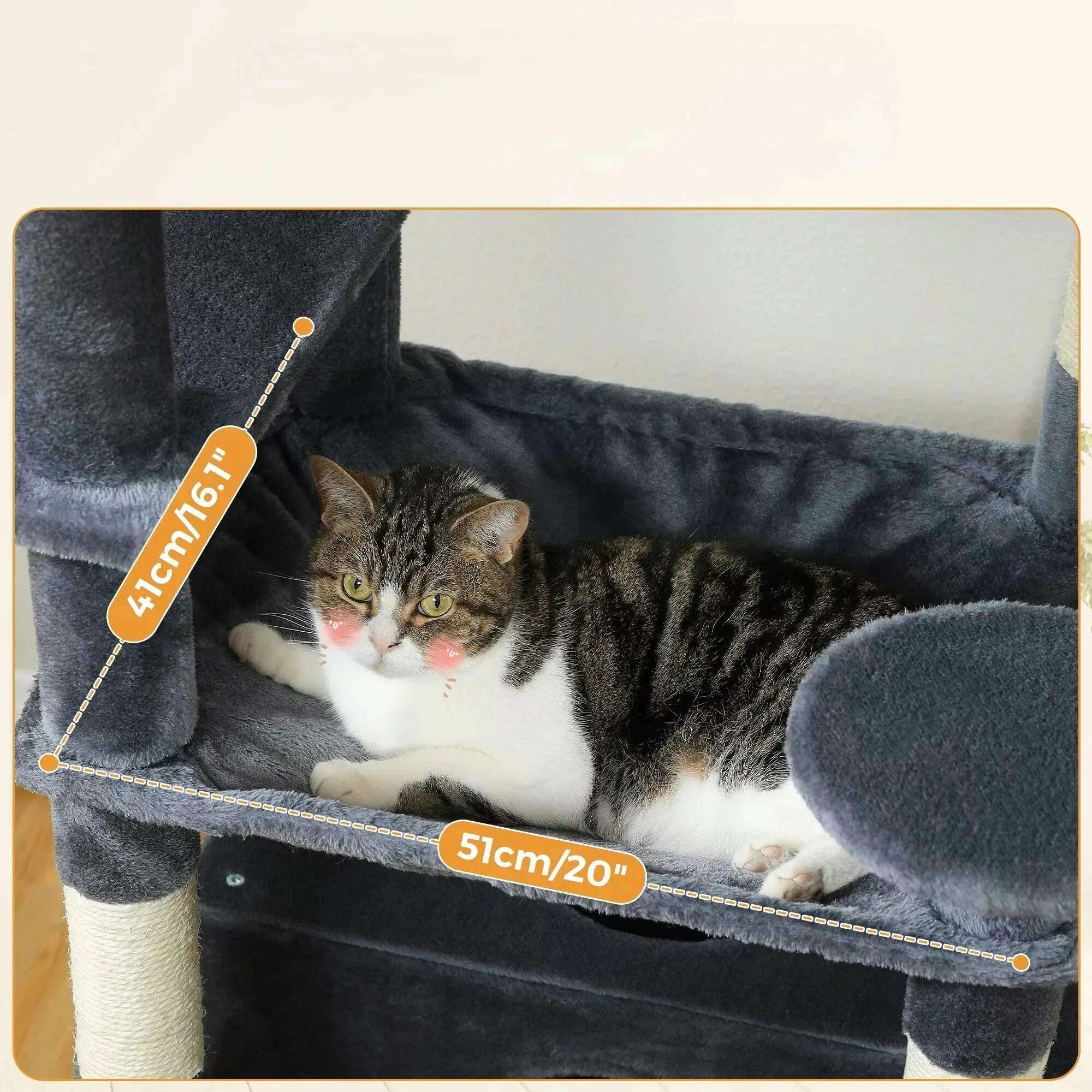 Arbre à chat gris foncé pour Maine Coon — vue de côté