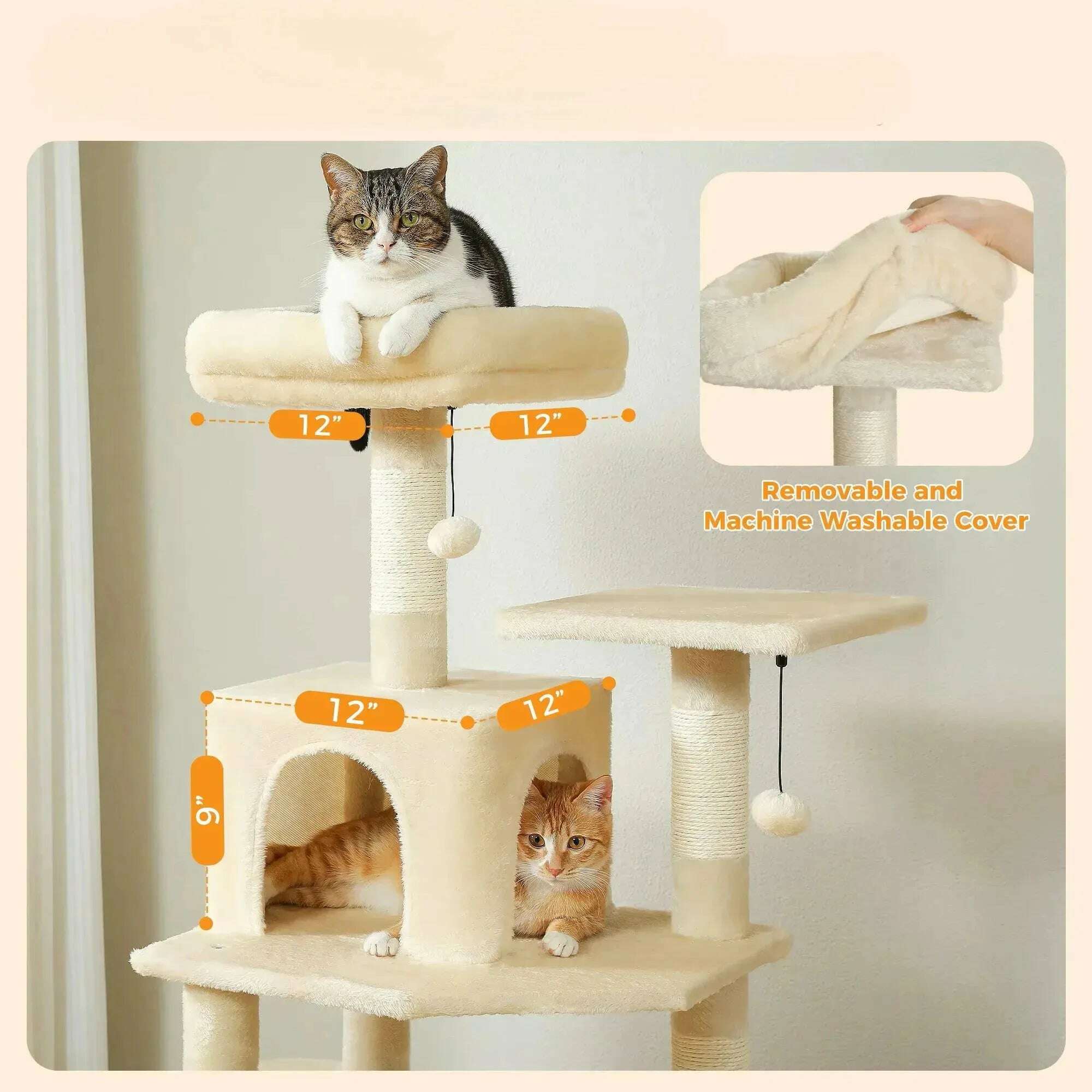 Arbre à chat pour grands félins beige — vue arrière