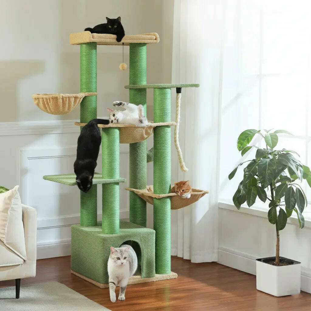 Arbre à chat grand modèle cactus — vue de côté