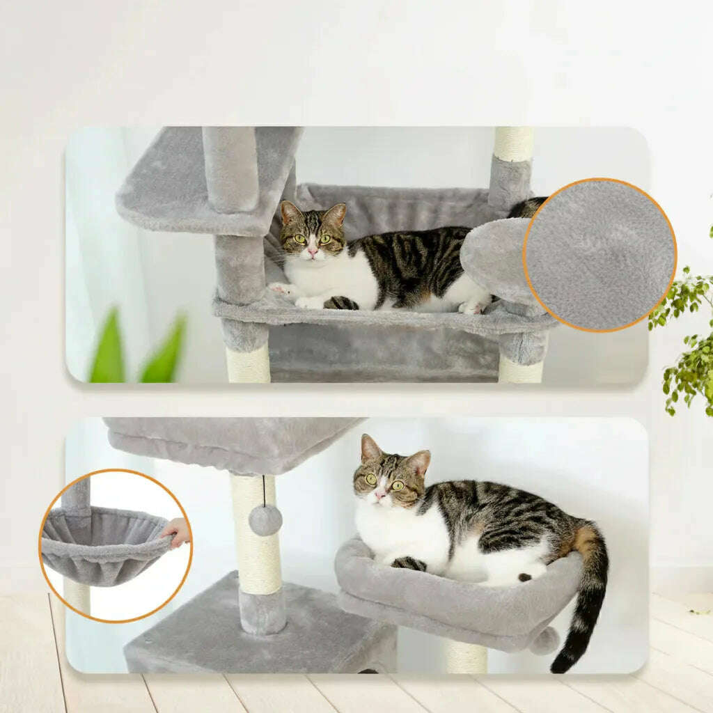 Arbre à chat design pour grands félins — vue de côté
