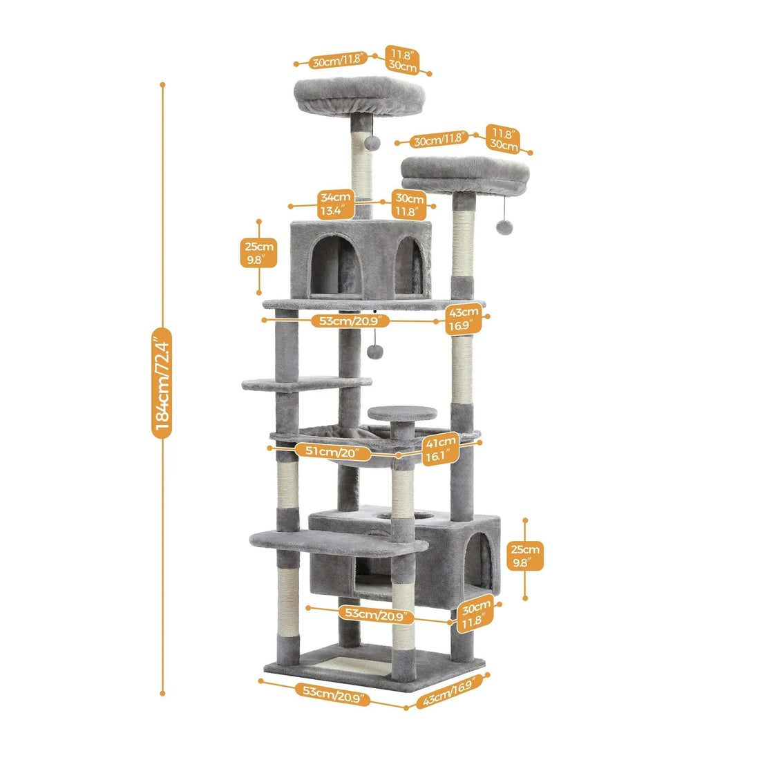 Arbre à chat design pour grands félins — vue arrière