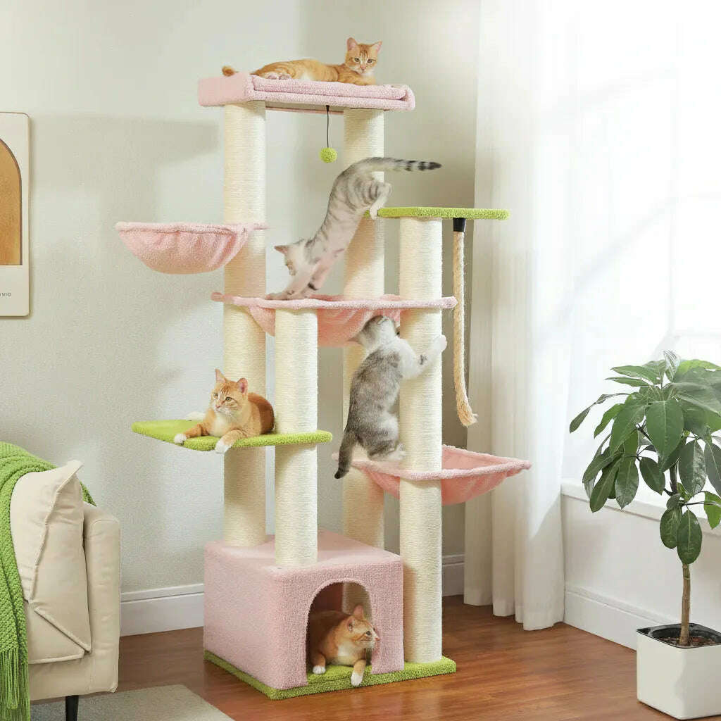 Arbre à chat floral pour grands gabarits — vue de côté