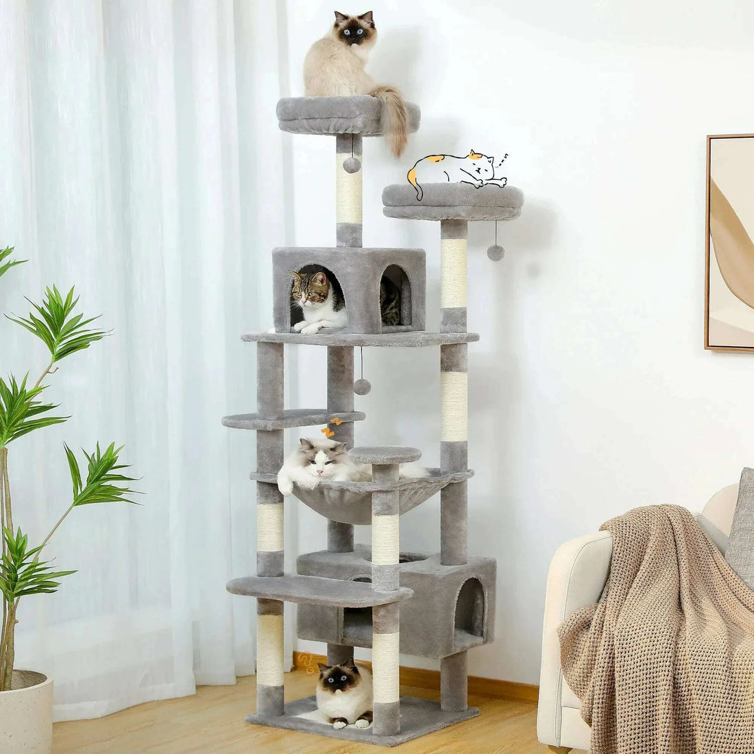 Arbre à chat grand modèle gris pour Maine Coon