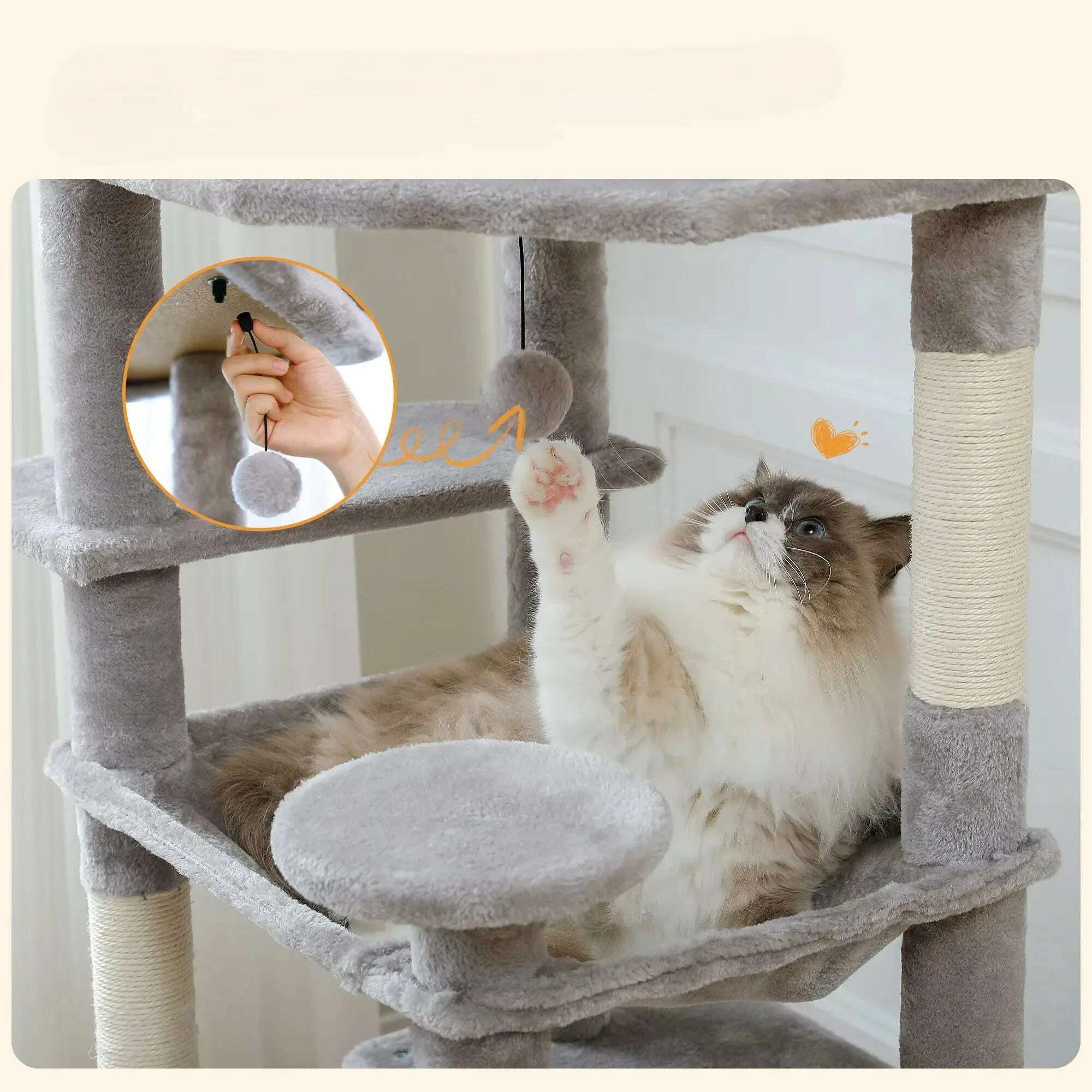 Arbre à chat grand modèle gris pour Maine Coon — détail