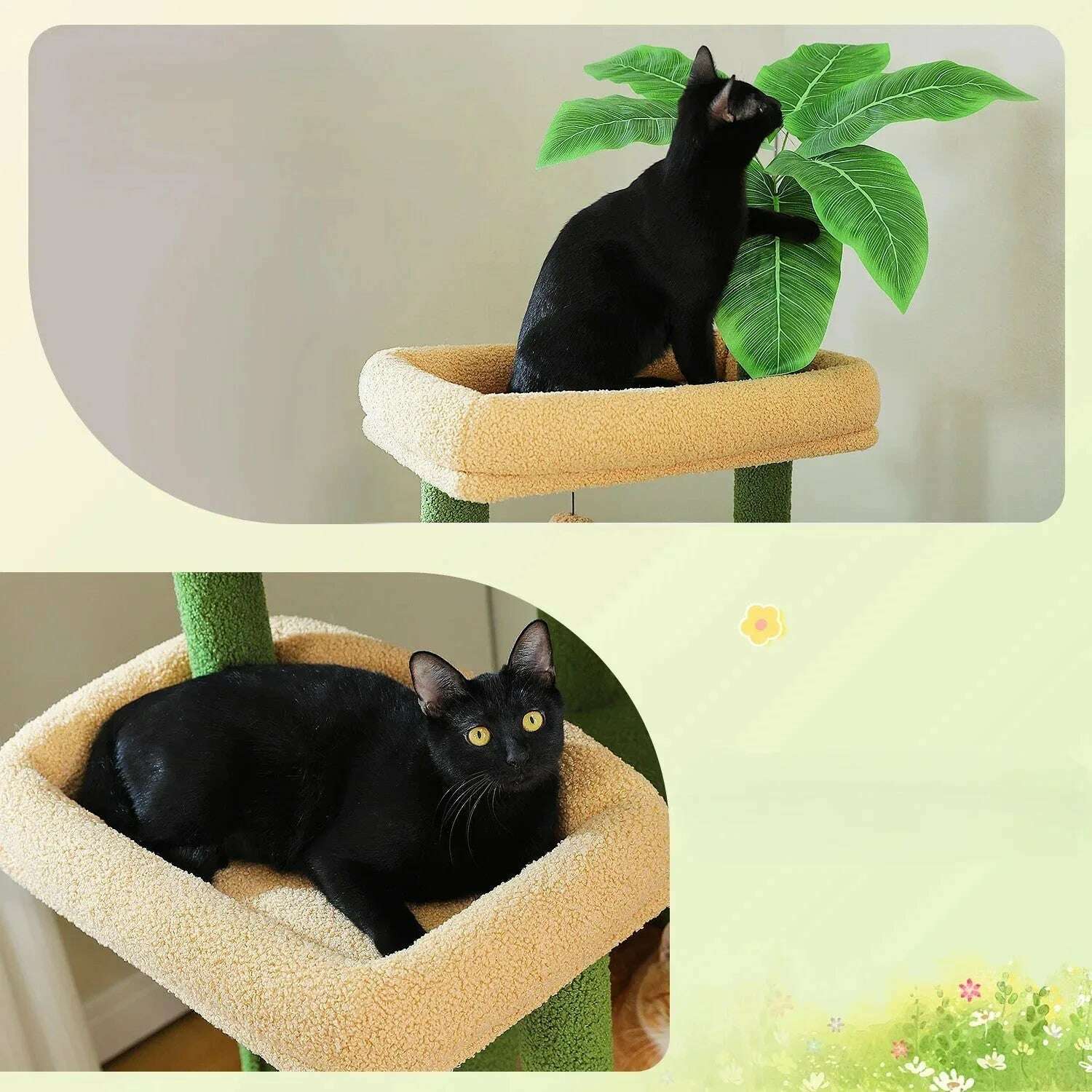 Arbre à chat vert pour Maine Coon — vue de côté