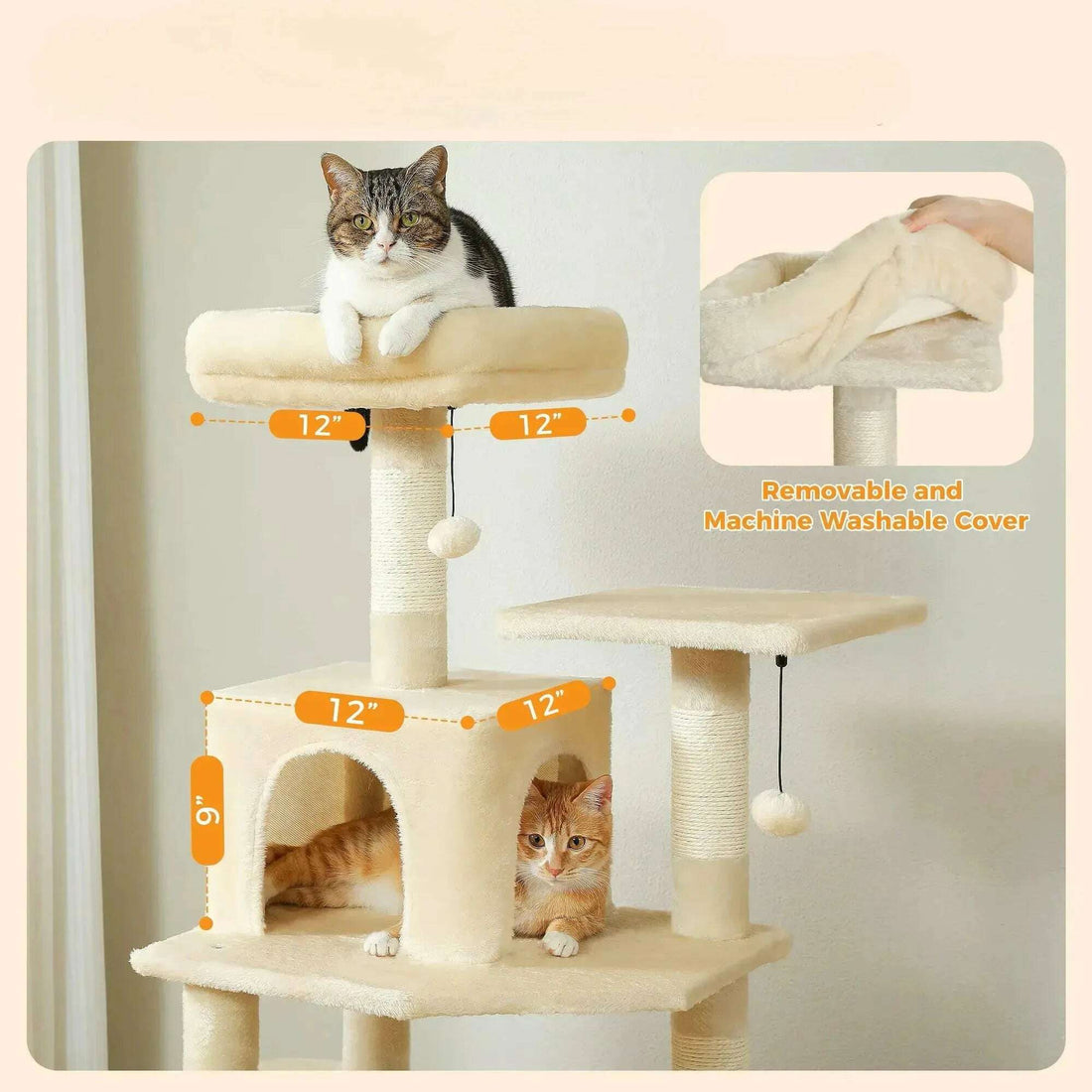 Arbre à chat XXL robuste et confortable — vue de côté