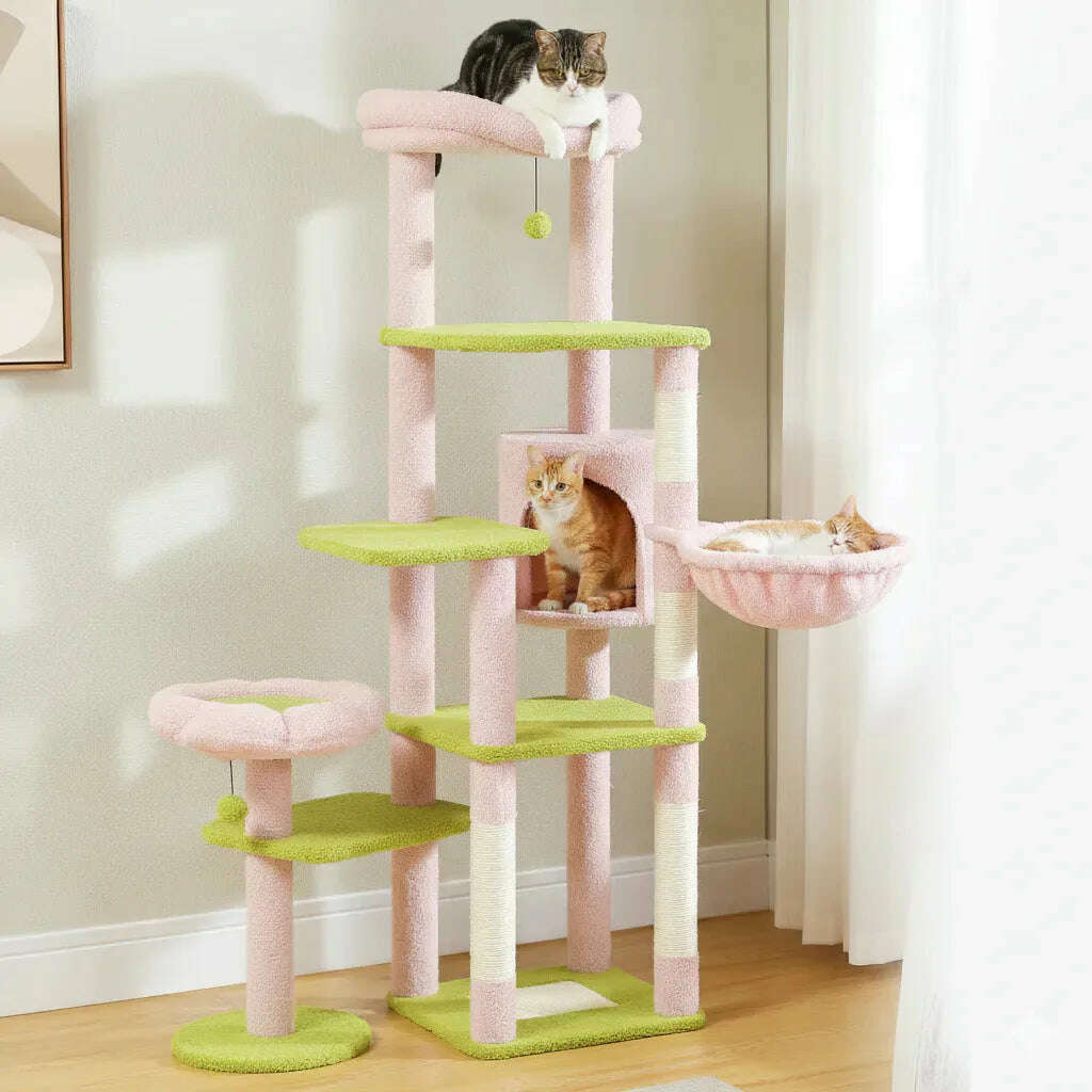 Arbre à chat XXL motif floral — vue d'ensemble