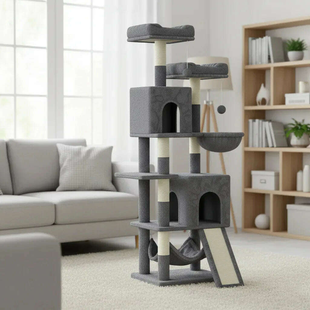 Arbre à chat XXL gris foncé — vue arrière