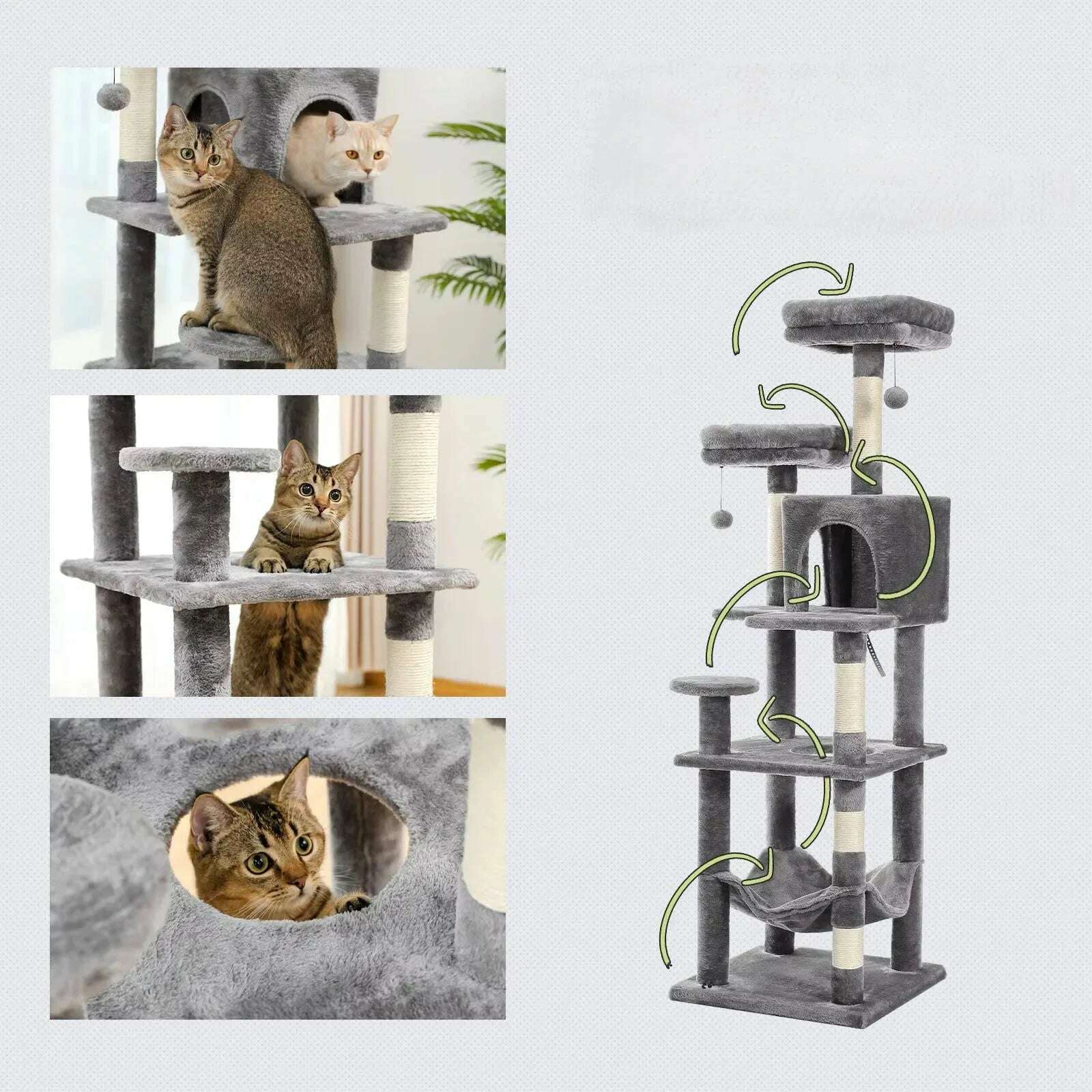 Arbre à chat XXL pour grands félins — vue de côté