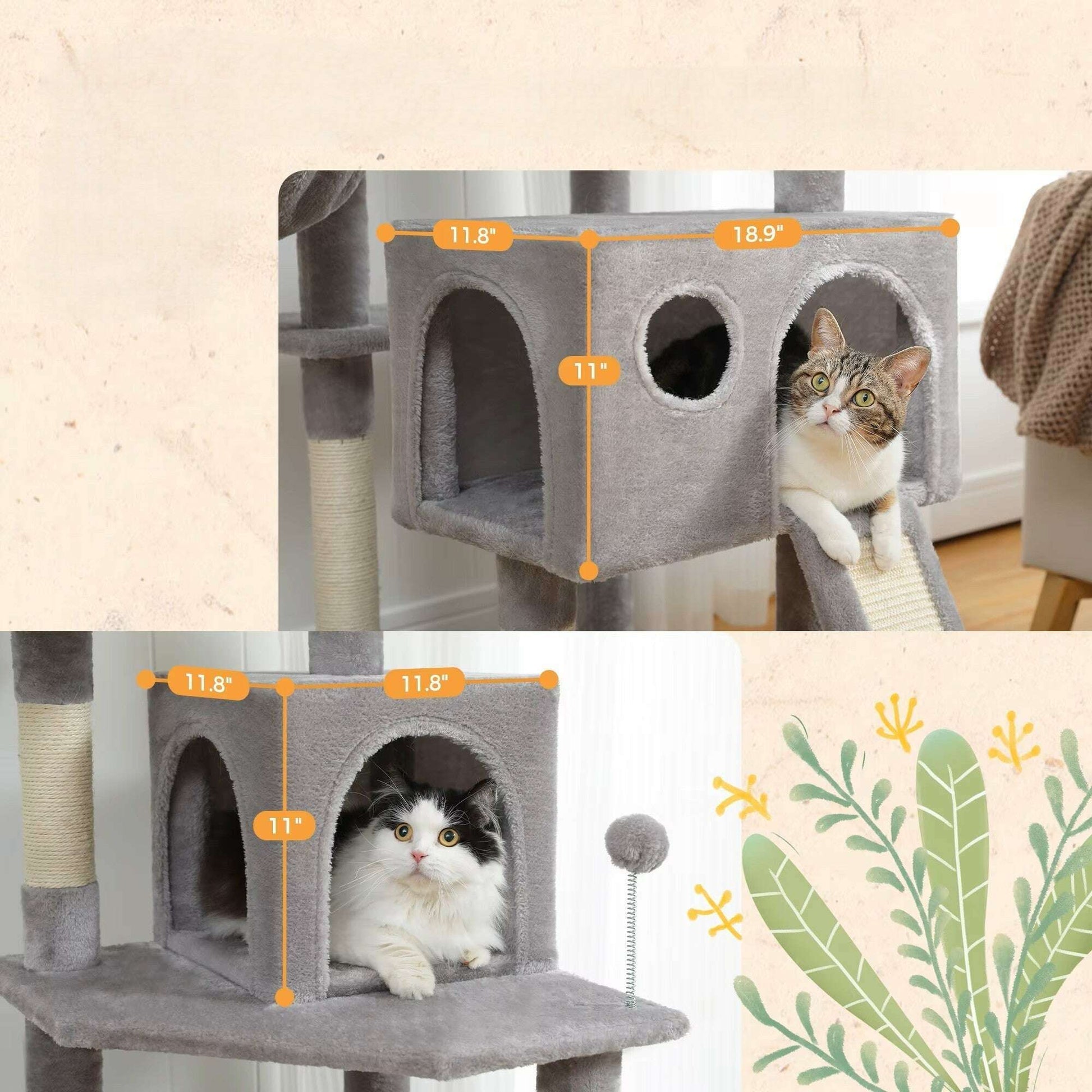 Arbre à chat XXL élégant et fonctionnel — vue en perspective