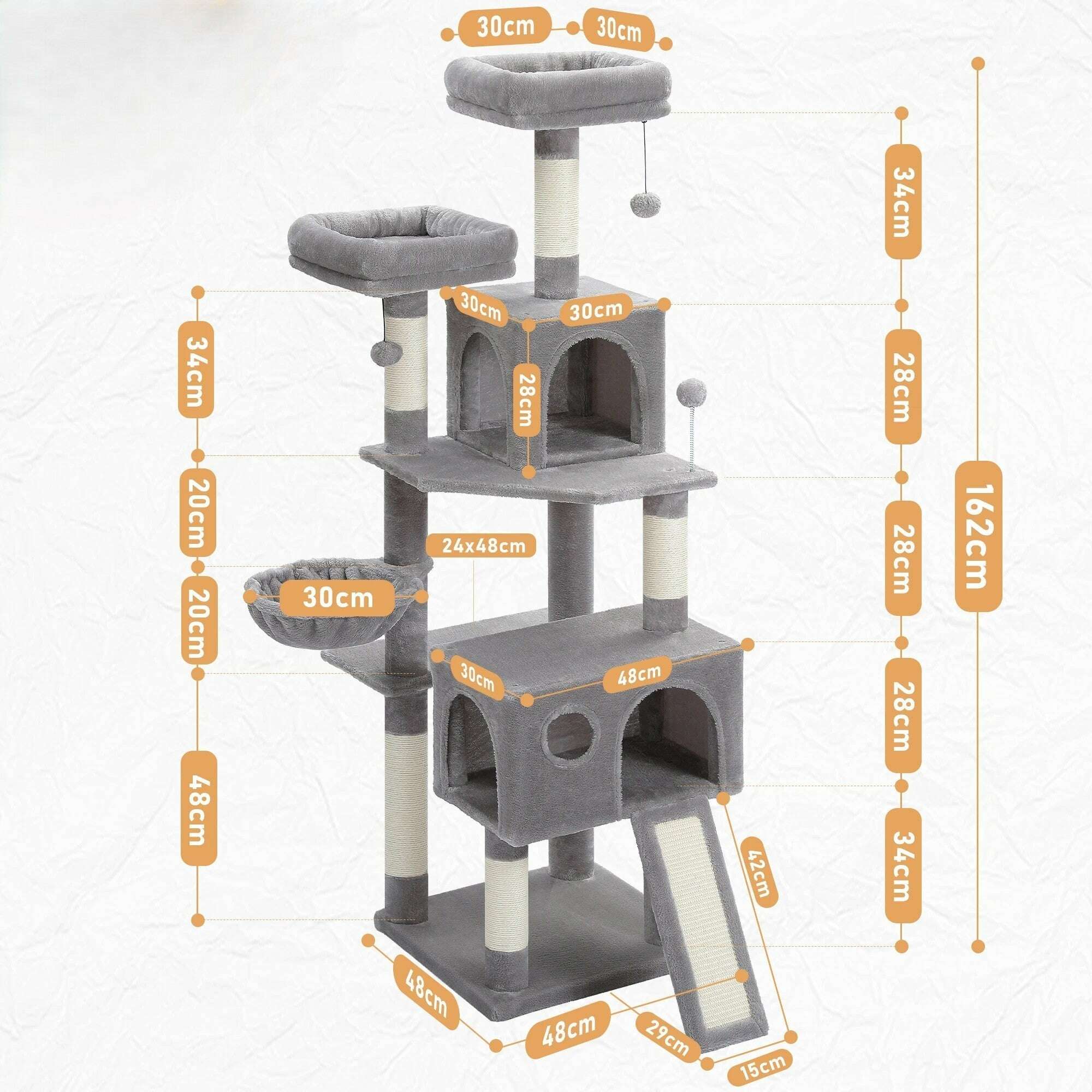 Arbre à chat XXL élégant et fonctionnel — vue en perspective