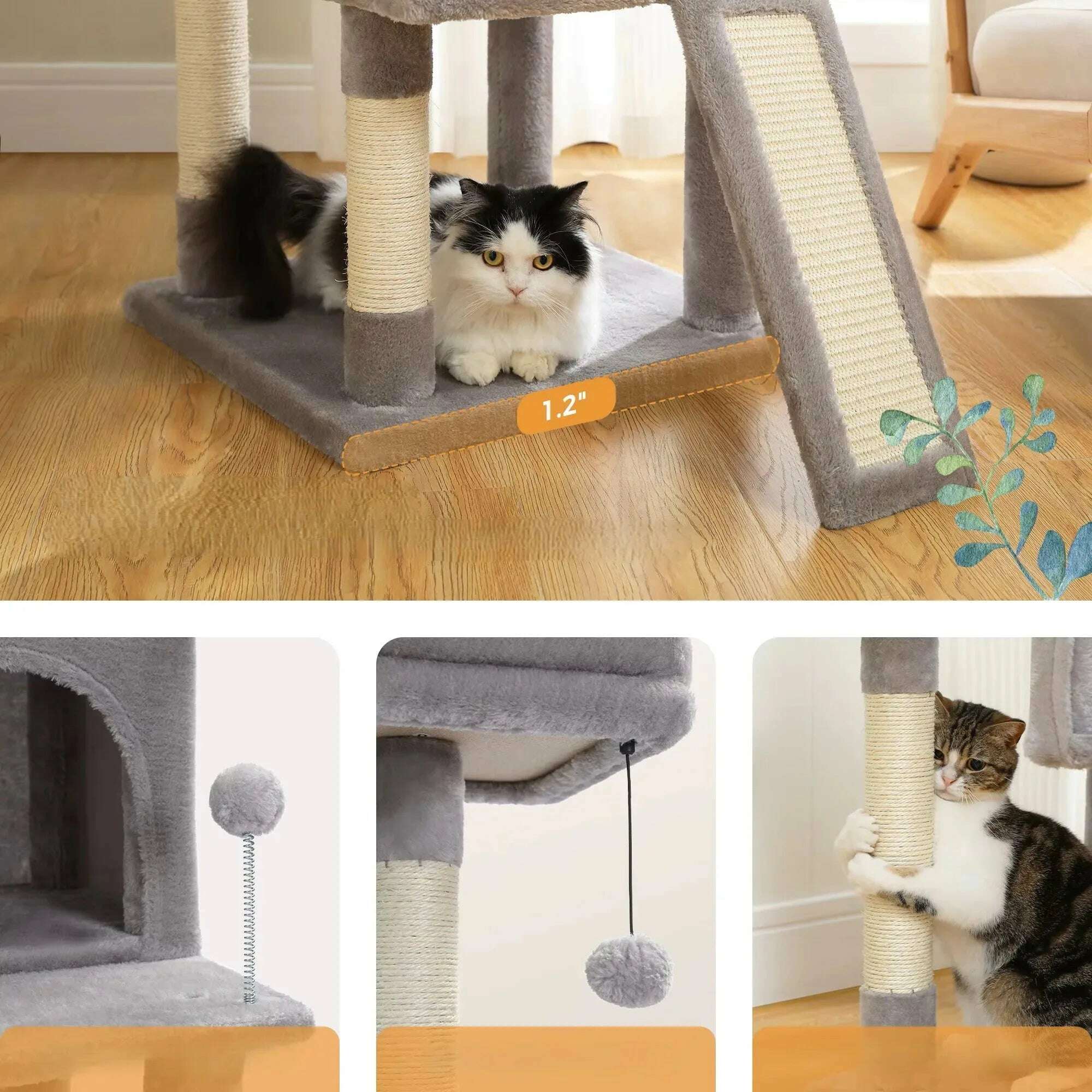 Arbre à chat XXL élégant et fonctionnel — vue en perspective