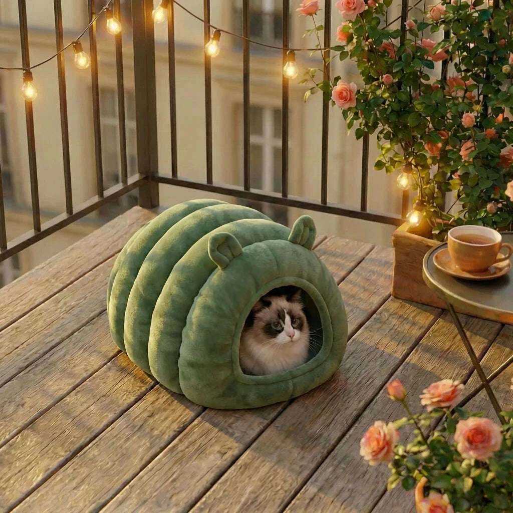 Igloo chenille pour chat confortable — vue d'ensemble