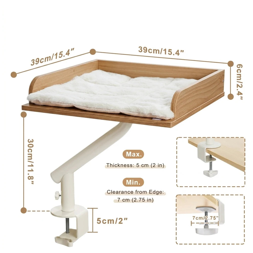 Plateau de bureau pour chat rotatif 360° Beige