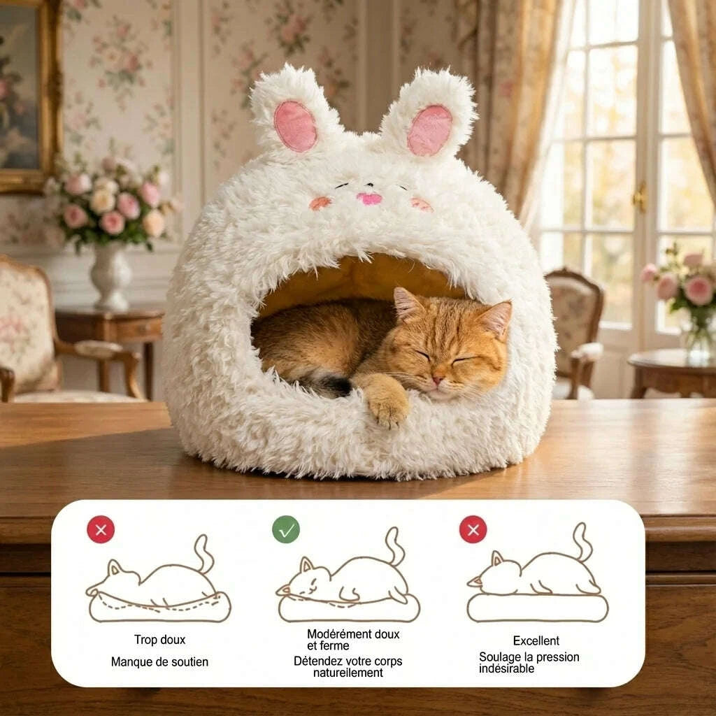 Niche pour chat blanche — détail