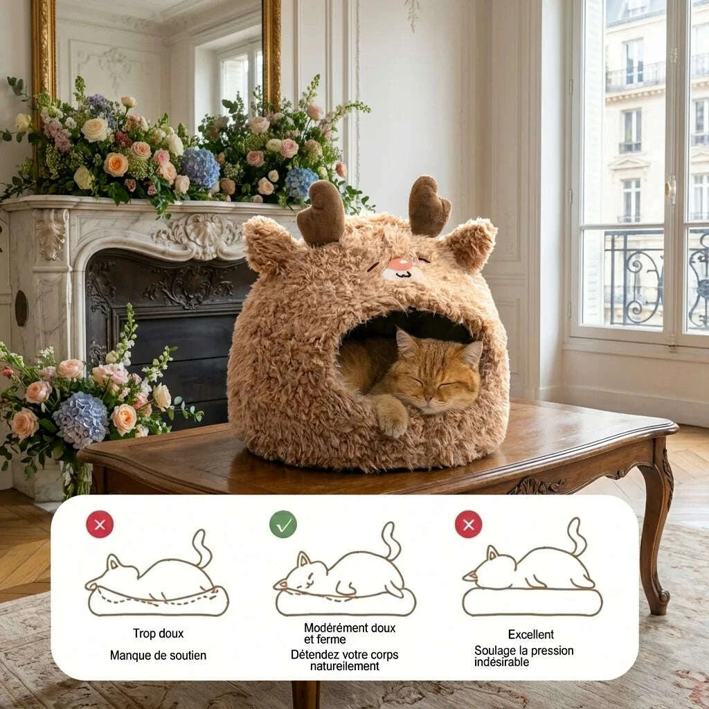 Maison douillette pour chat marron — détail