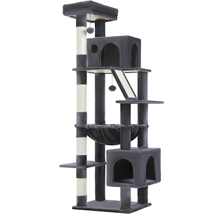 Arbre à chat 180 cm à deux grandes niches Gris anthracite