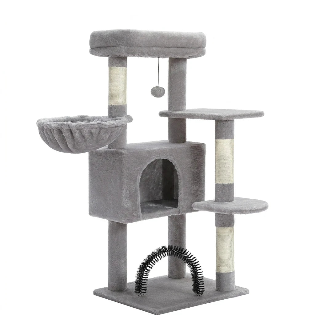 Arbre à chat niche arche avec hamac Gris