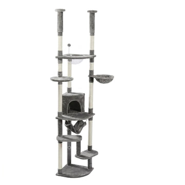 Telescopic multi-level cat tree, gray