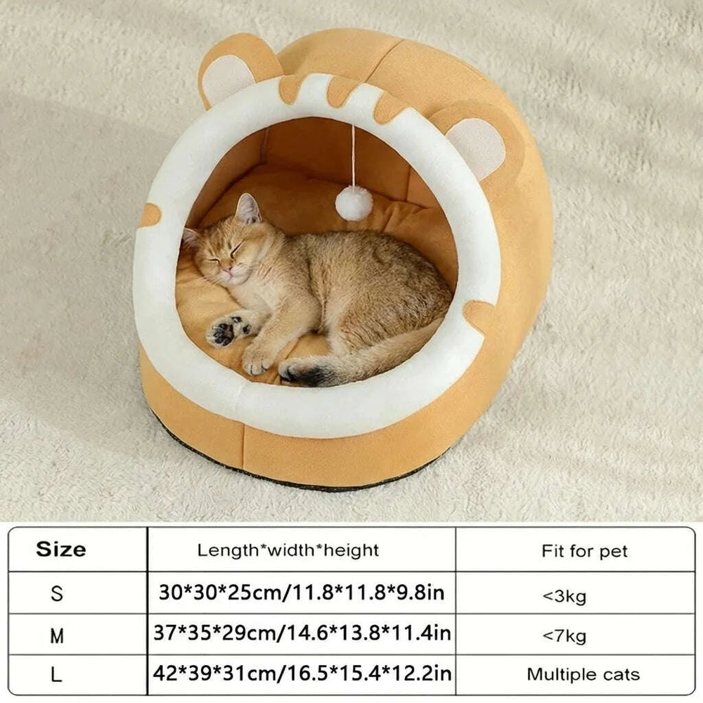 Maison confortable pour chat orange clair — détail