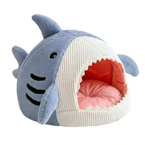 Maison requin pour chat en tissu doux