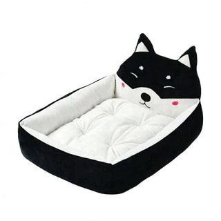 Panier noir douillet pour chat