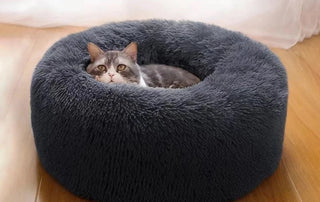 Donut Cat Bed in Faux Fur, Sizes S to XL