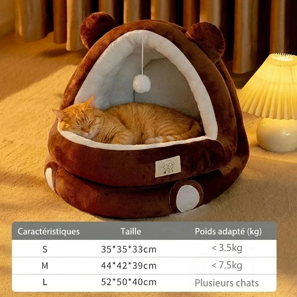 Maison pour chat au design inspiré d'un ours — vue arrière