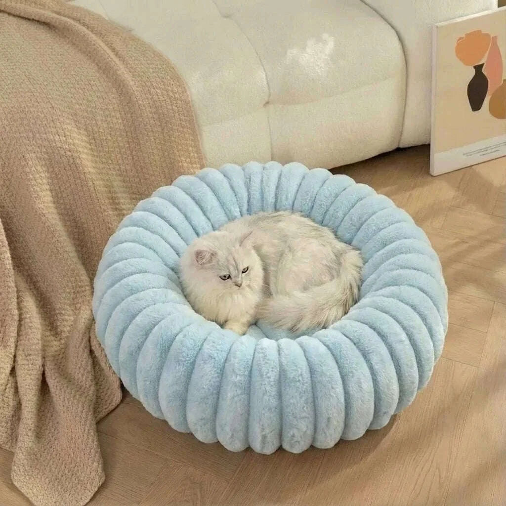 Panier rond pour chat bleu clair — détail