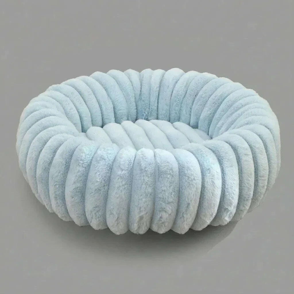 Panier rond pour chat bleu clair — vue d'ensemble