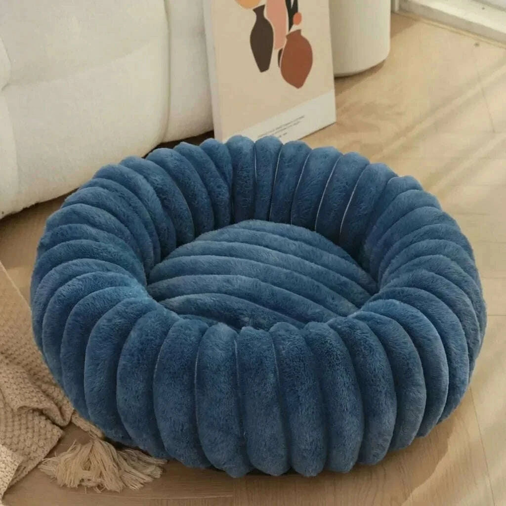 Panier rond pour chat en bleu foncé — vue zoom