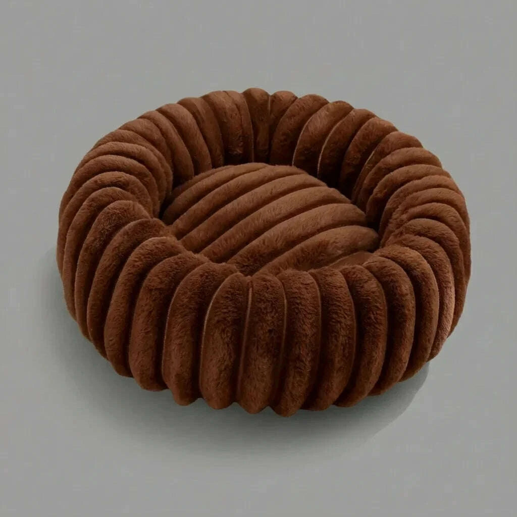 Panier rond lavable pour chat en marron — vue d'ensemble