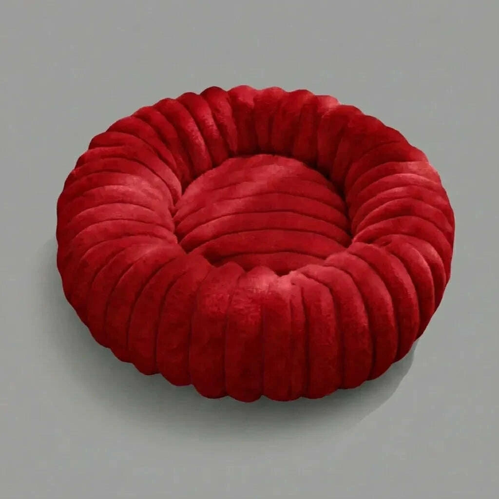 Panier rond rouge pour chat — vue d'ensemble