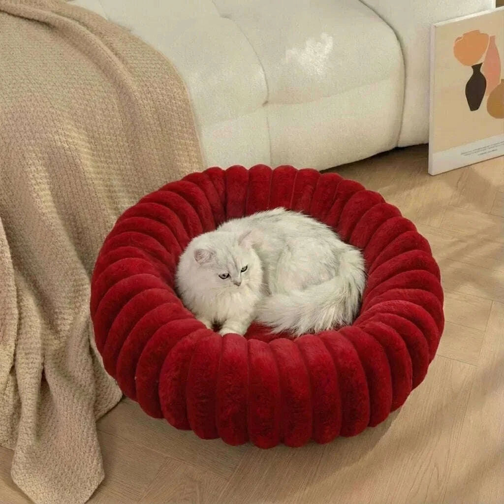 Panier rond rouge pour chat — détail