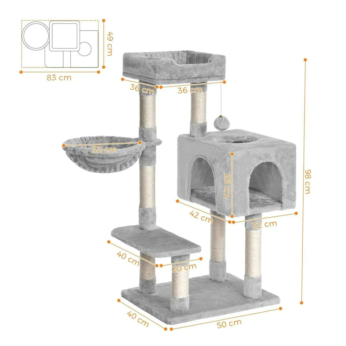 Petit arbre à chat compact — vue zoom