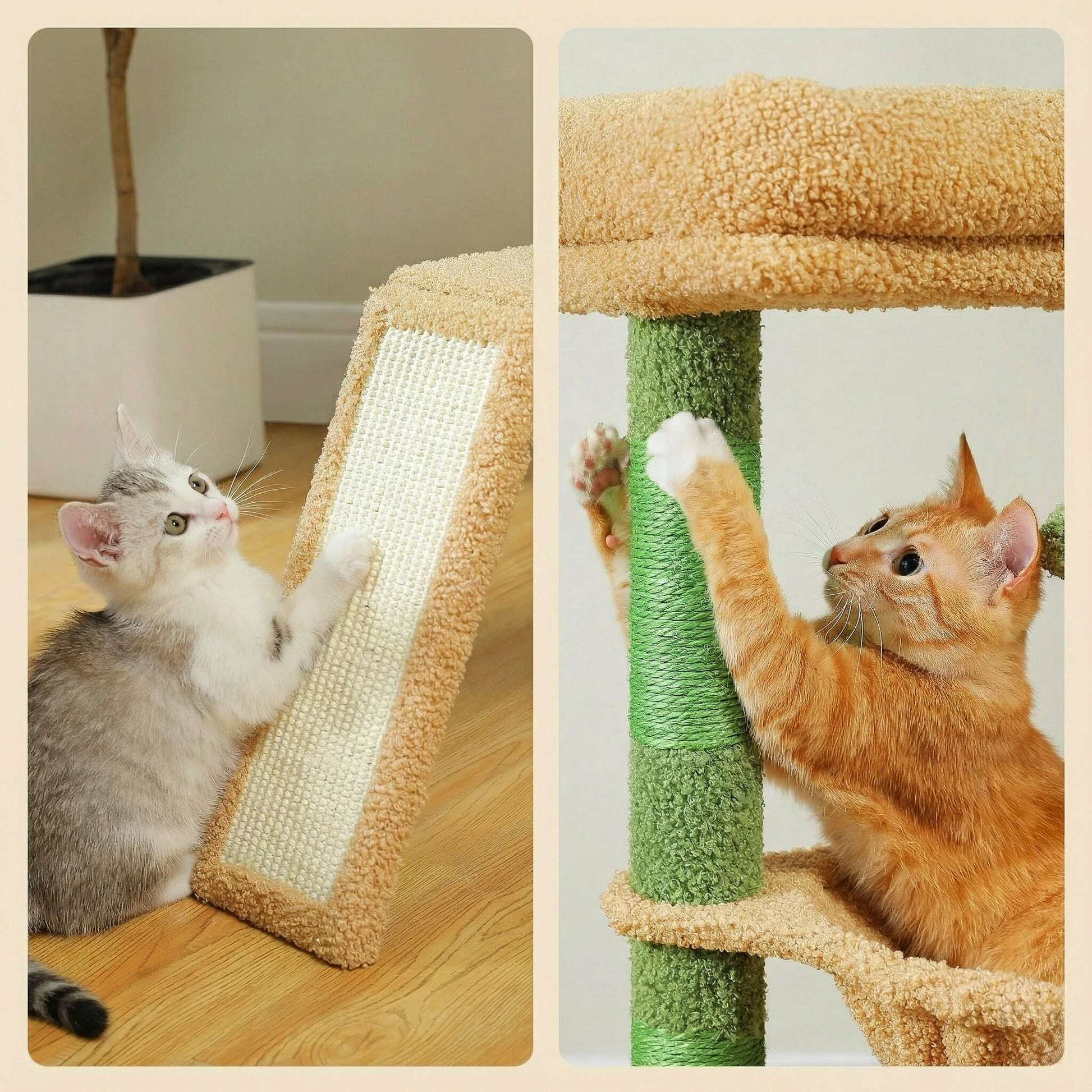 Petit arbre à chat avec hamac intégré — vue en perspective