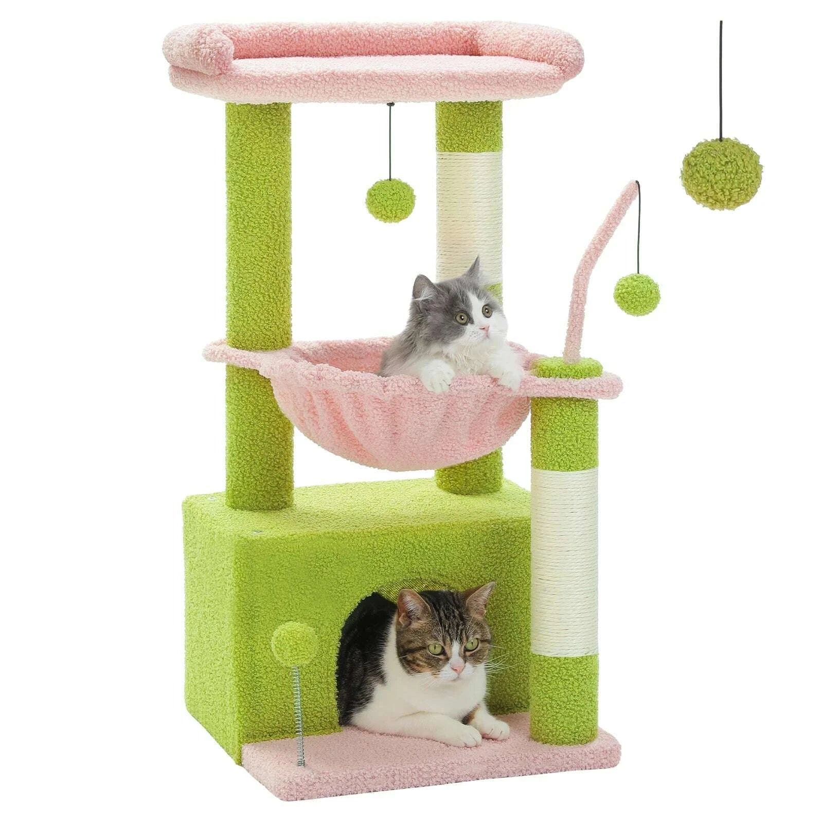 Petit arbre à chat compact et design — vue en perspective