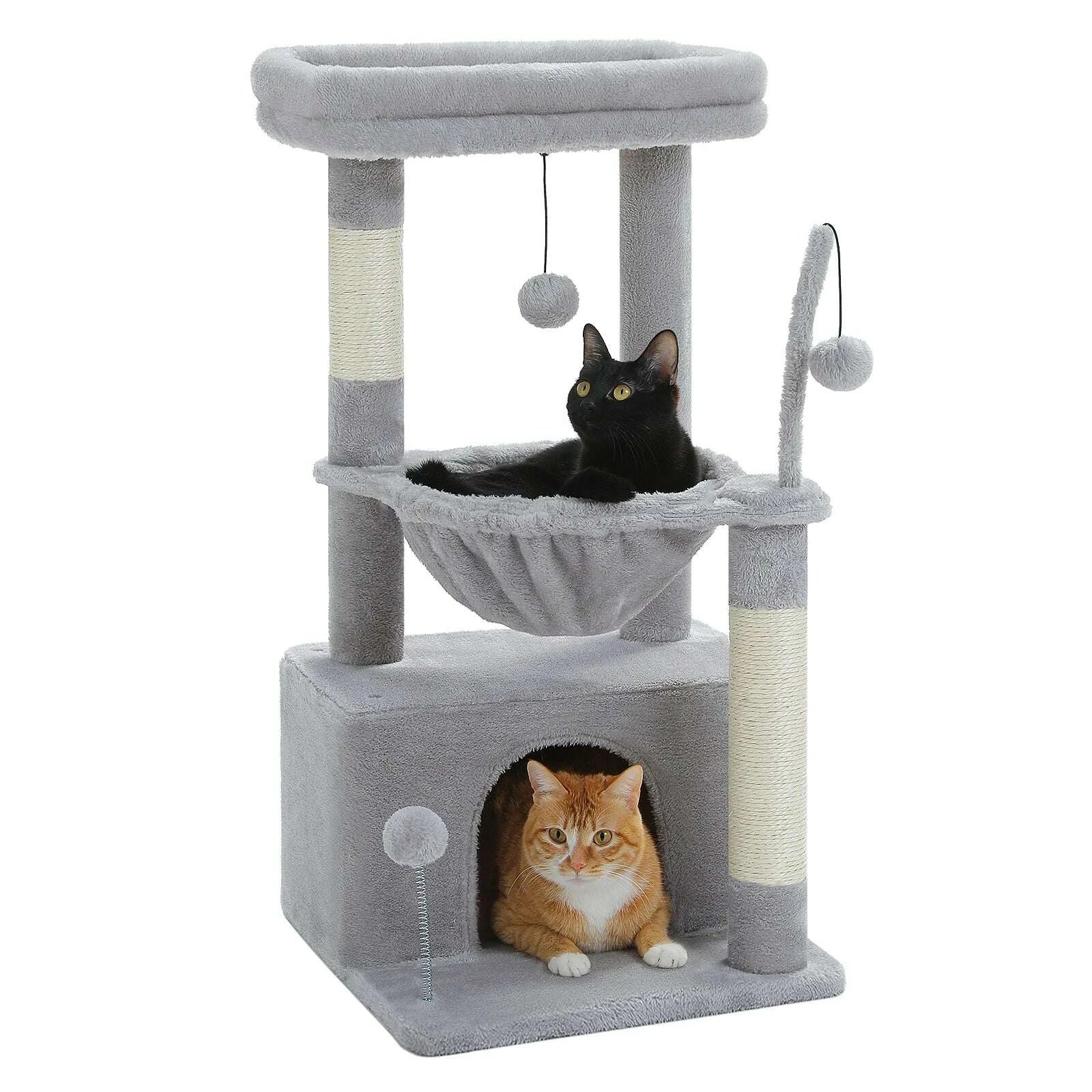 Petit arbre à chat compact et design — vue en perspective