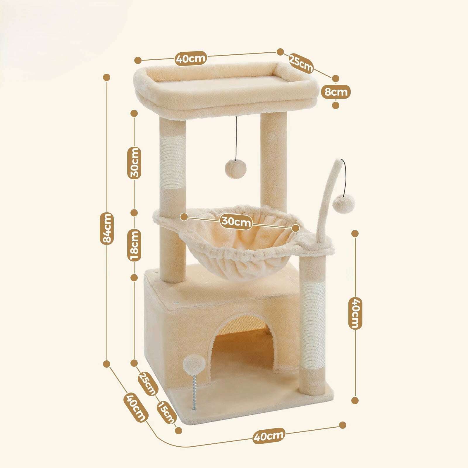 Petit arbre à chat compact et design — vue zoom