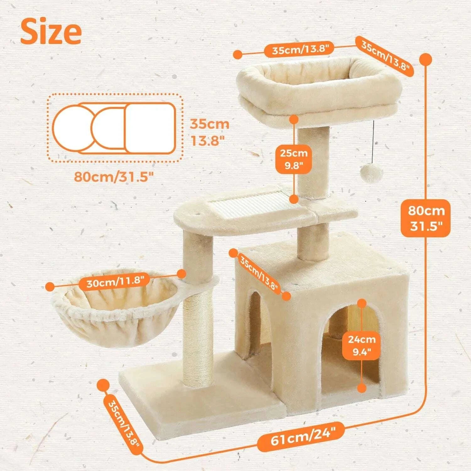 Petit arbre à chat pour espaces restreints — vue zoom