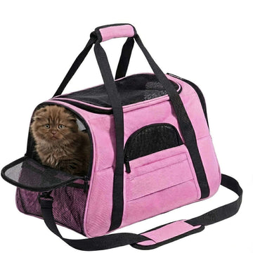 Panier de transport ventilé pour chat rose