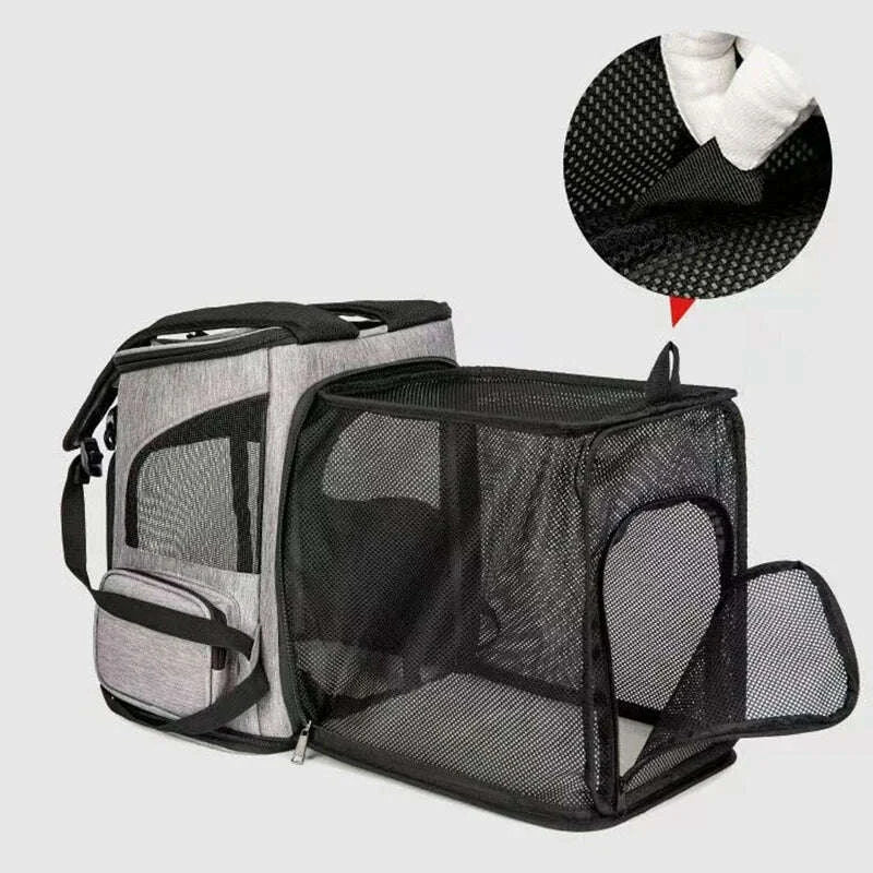 Sac à dos extensible pour chat — vue en perspective