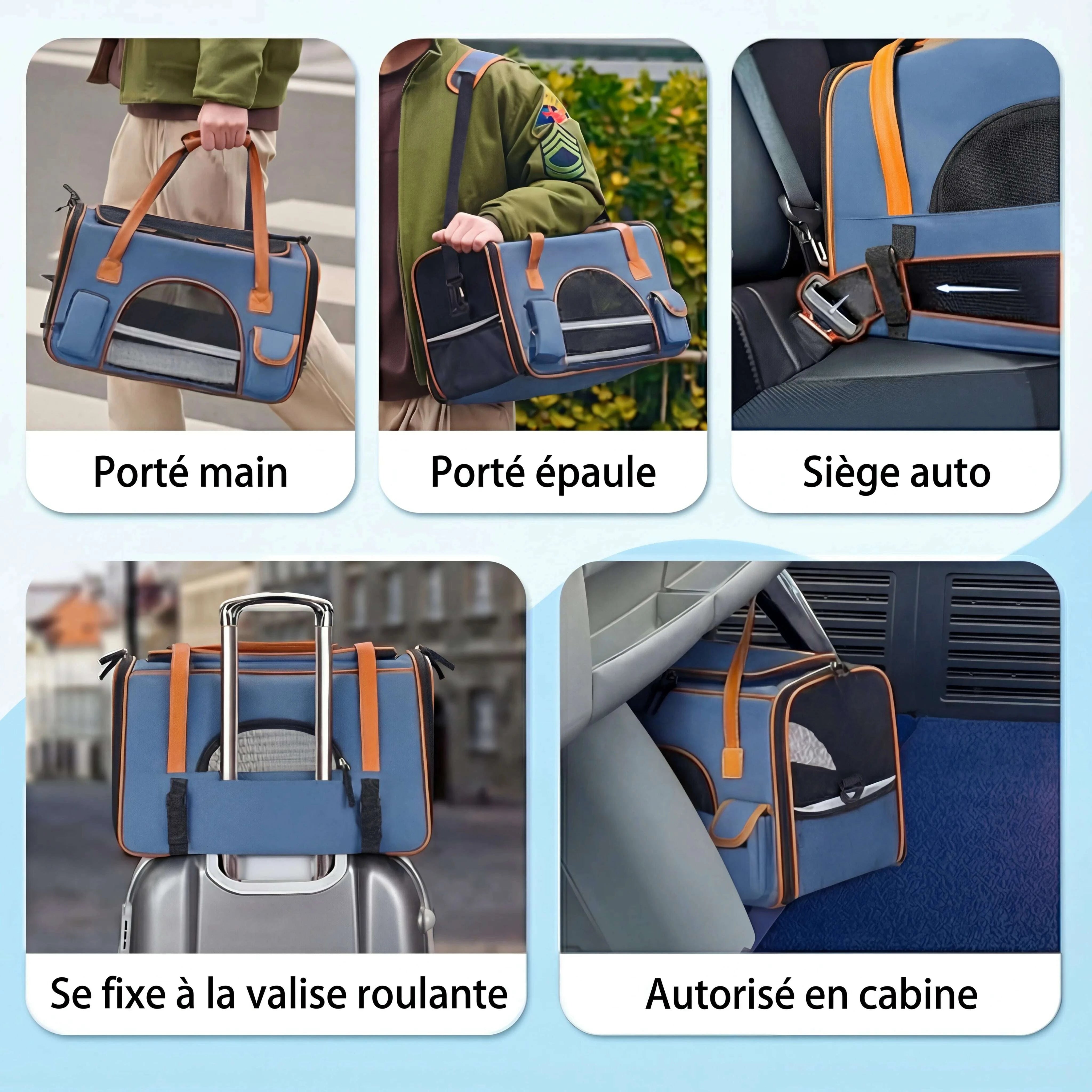 Sac de transport pour chat haut de gamme — en situation
