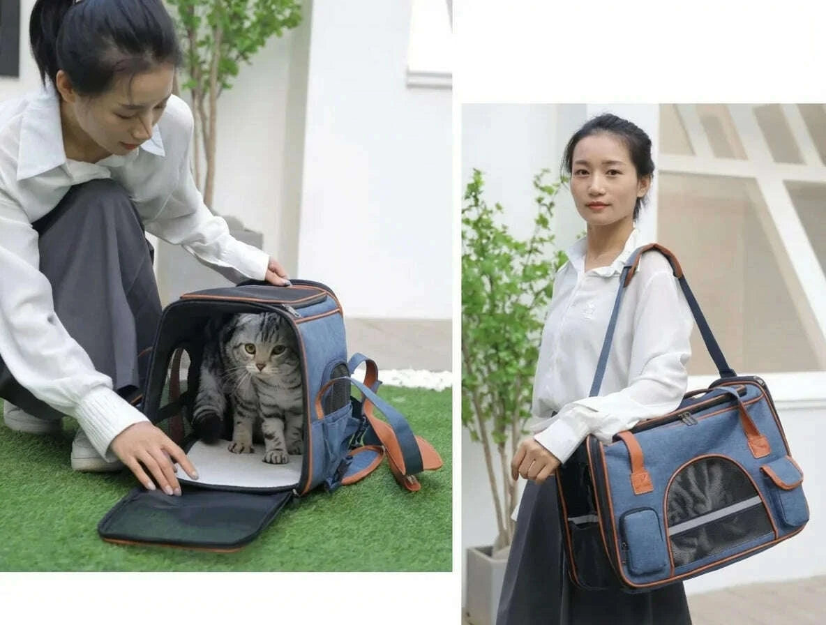 Sac de transport pour chat haut de gamme — vue de côté