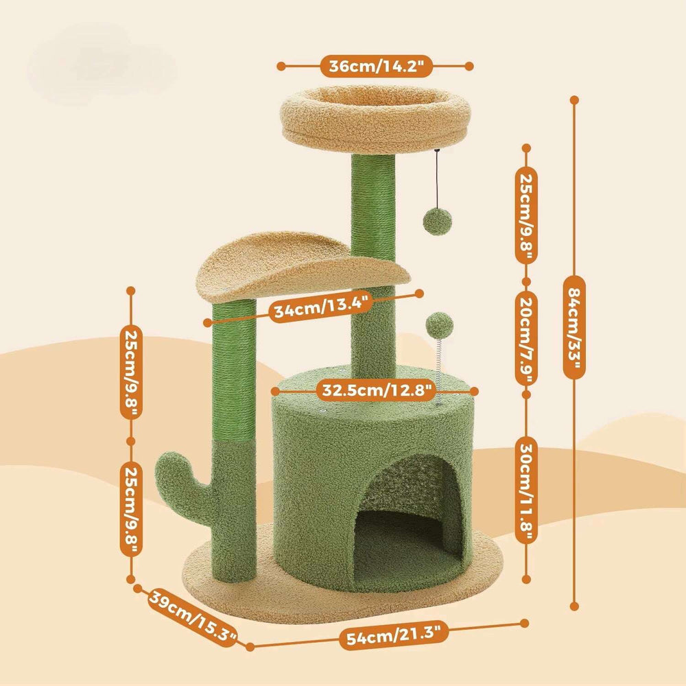 Petit arbre à chat vert en forme de cactus — détail