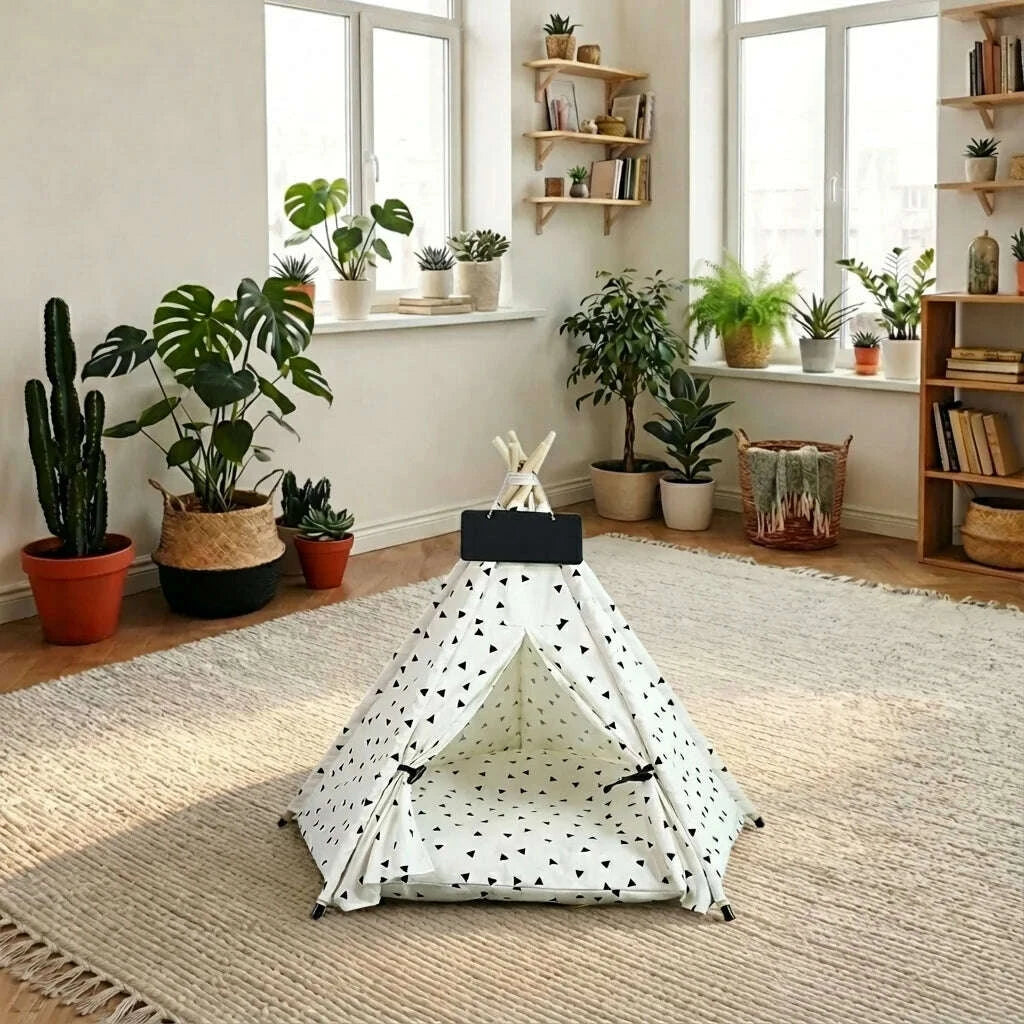 Petit tipi pour chat, de profil